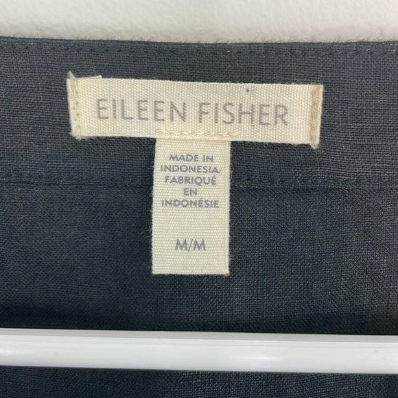 Eileen Fisher Black Bateau Neck 100% Linen Tunic Top. Size Medium. - Picture 6 of 12